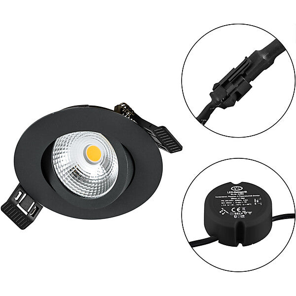 EVN-Lichttechnik LED Einbauleuchte 230V 830, dim., sw S060902